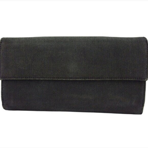 BVLGARI triple fold wallet Logo mania x canvas x leather Authentic USED - Picture 2 of 10